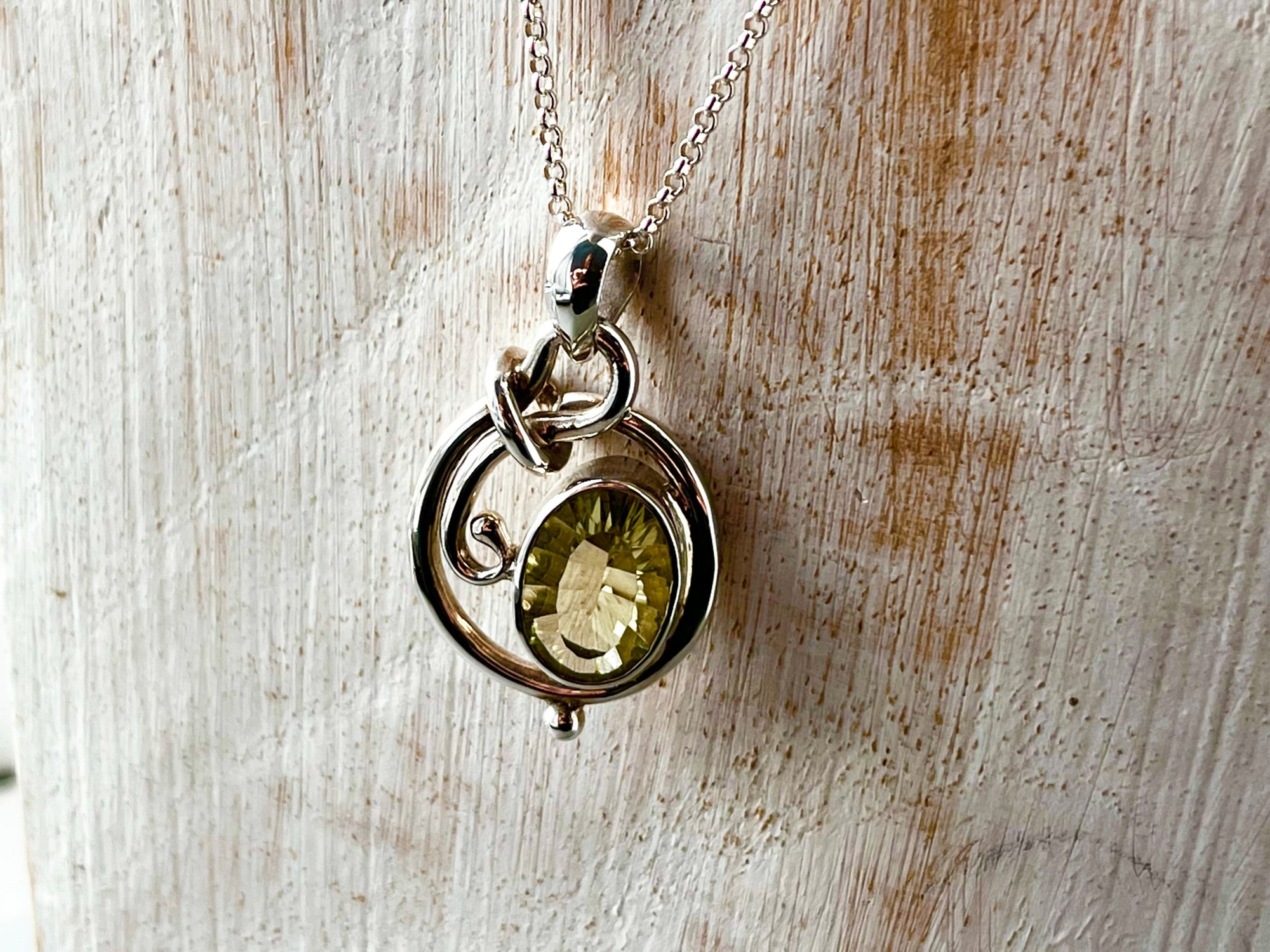 Green Amethyst Seraphine Silver Pendant Necklace