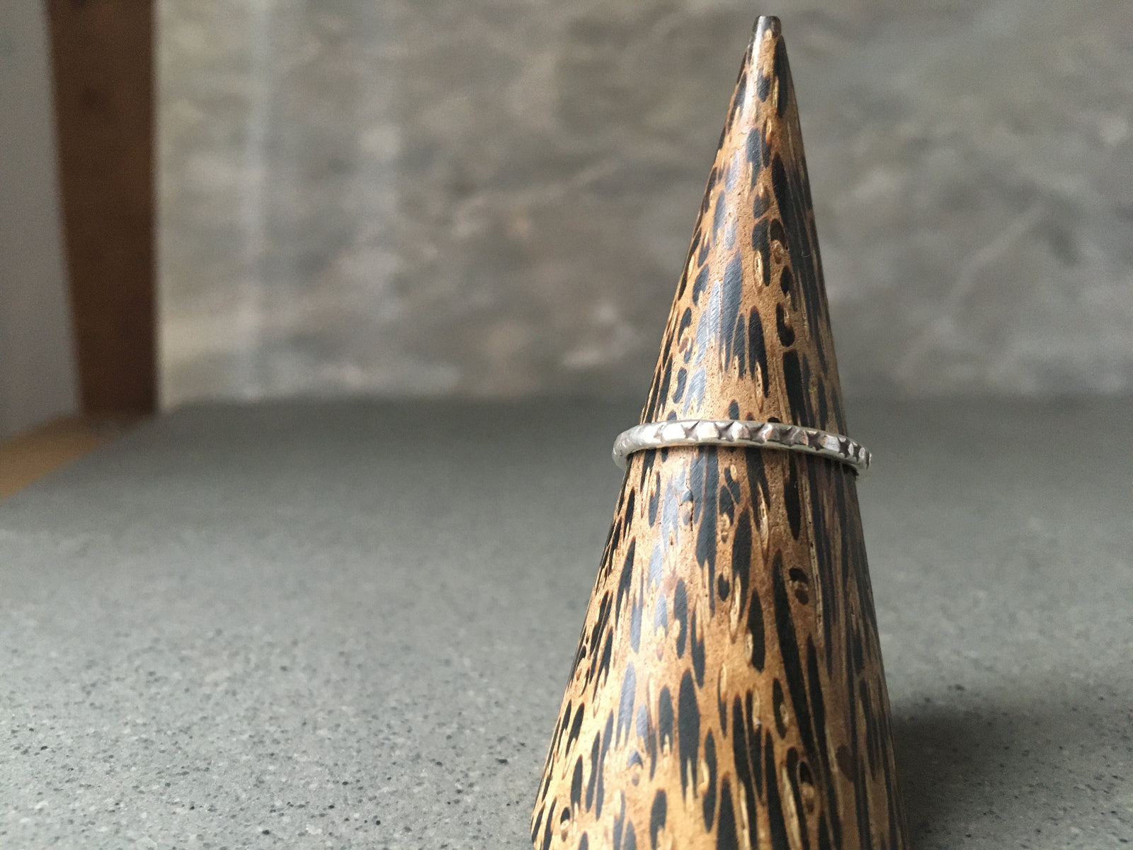 Simple Etched Fine Band Sterling Silver Ring