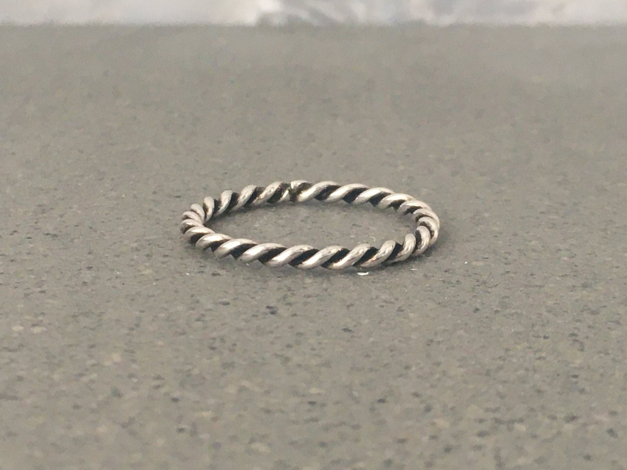 Oxidised Sterling Silver Simple Twist Ring