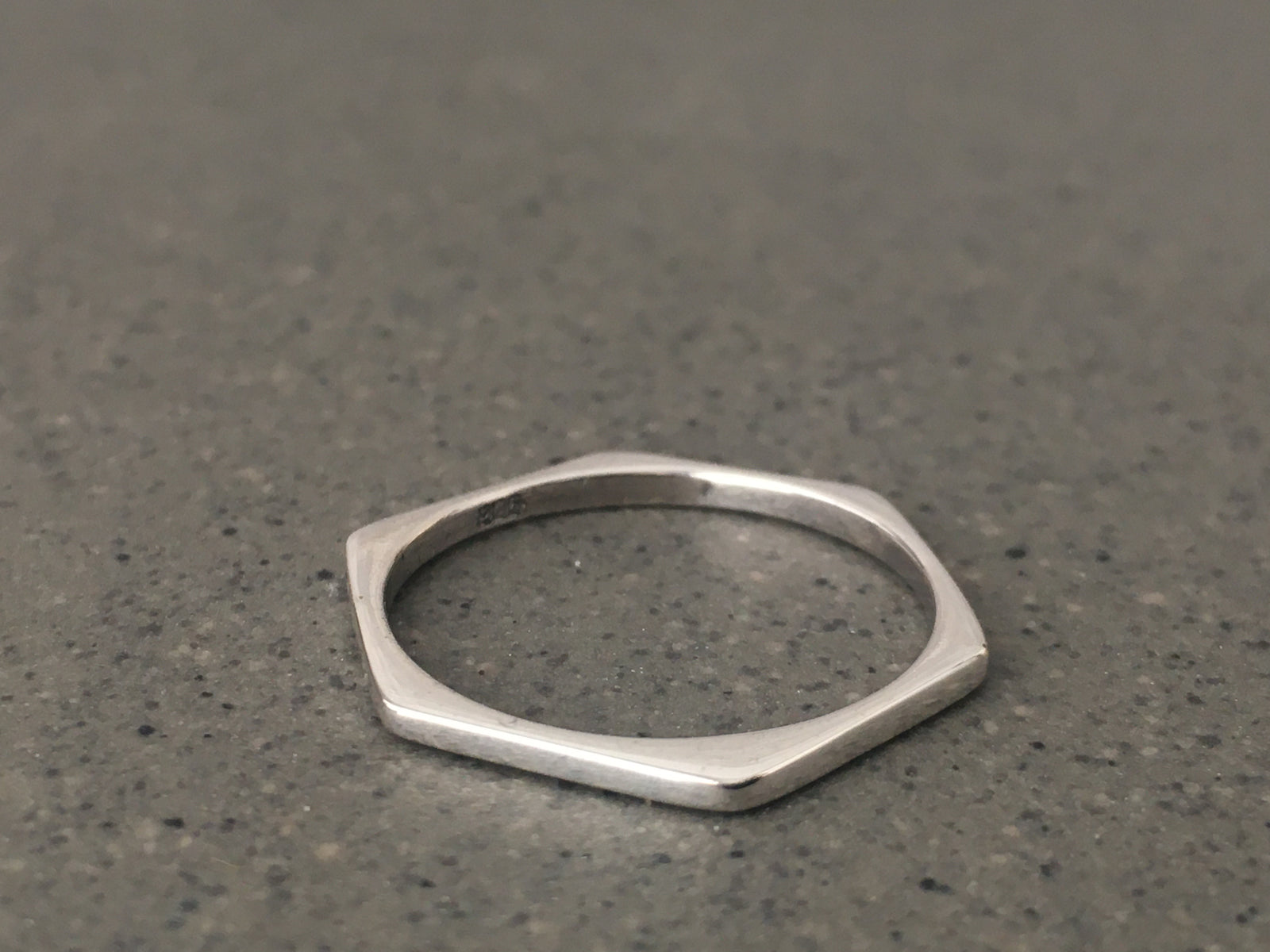 Simple Hexagon Sterling Silver Ring