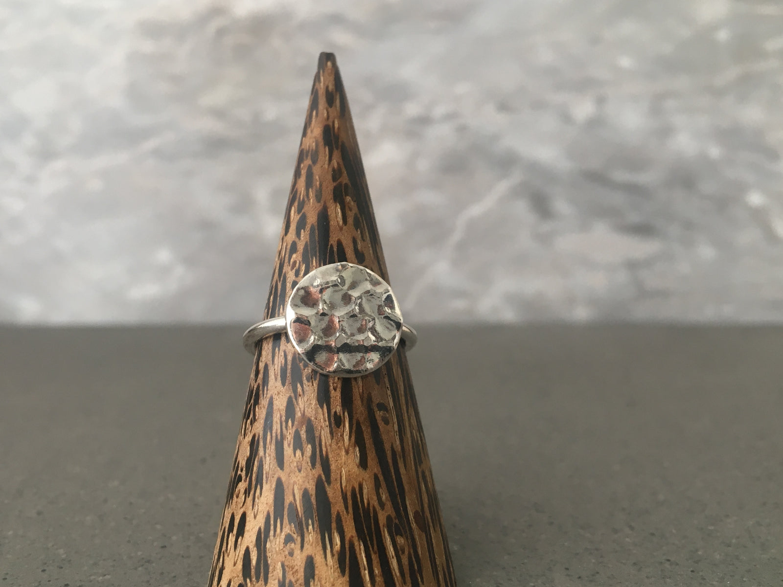 Hammered Disc Sterling Silver Ring