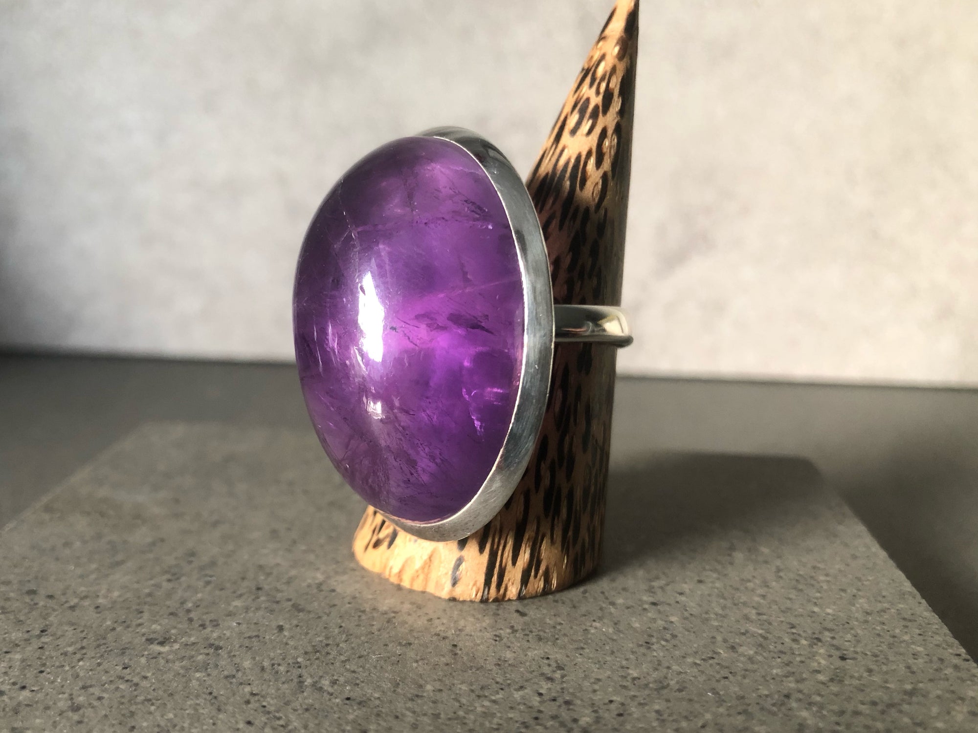 Extra Extra Large Adjustable Amethyst Silver Ring