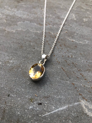 Citrine and Silver Chunky Pendant Necklace