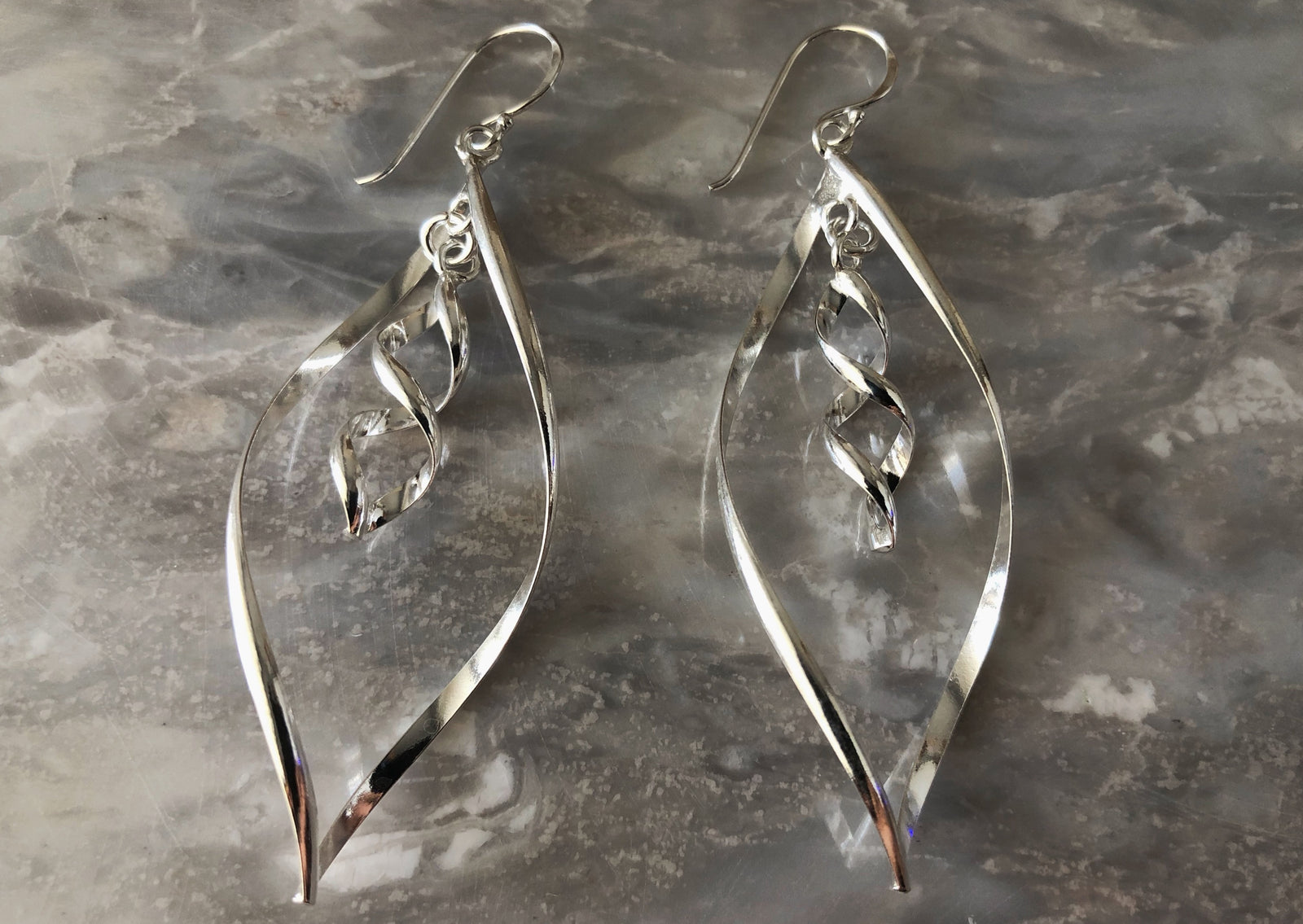 Sterling Silver Teardrop Spiral Earrings Tiger Lily London