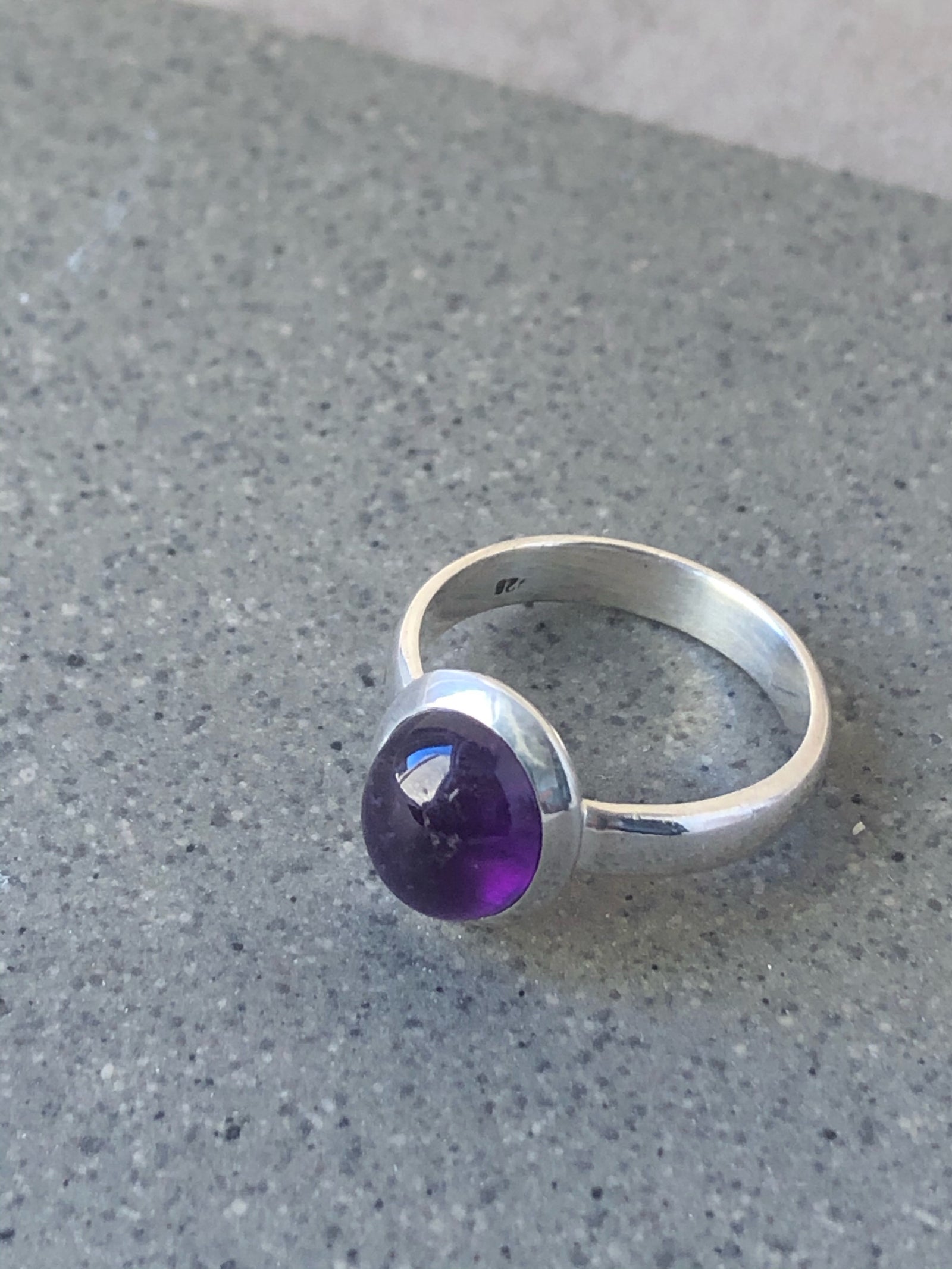 Small Oval Amethyst Silver Ring