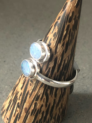 Double Opal Sterling Silver Ring