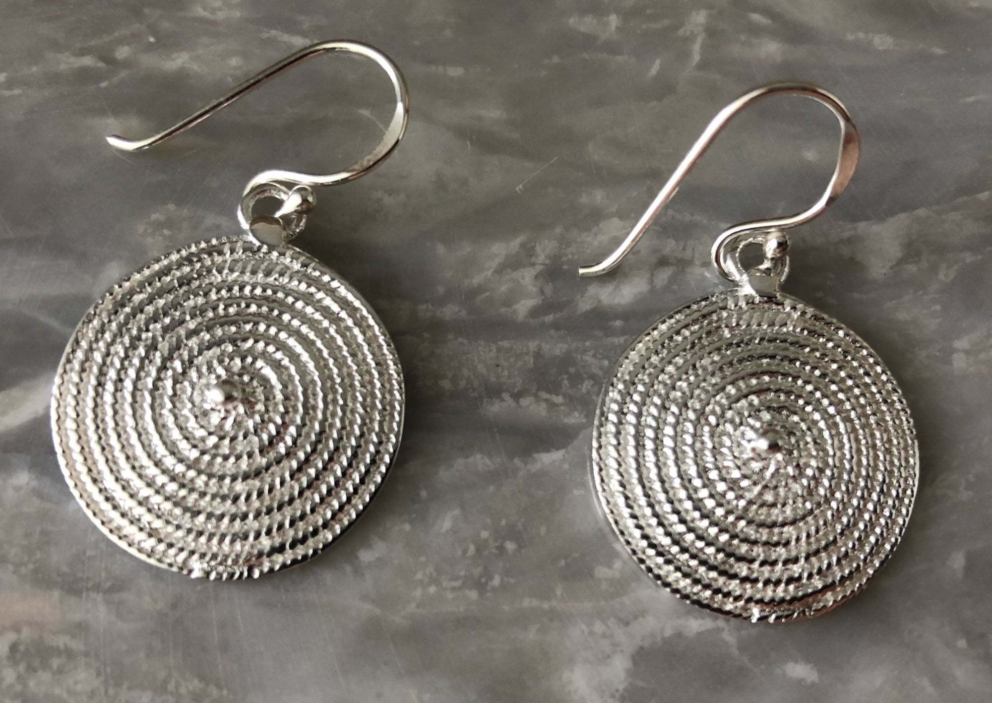 Sterling Silver Spiral Disc Earrings Tiger Lily London