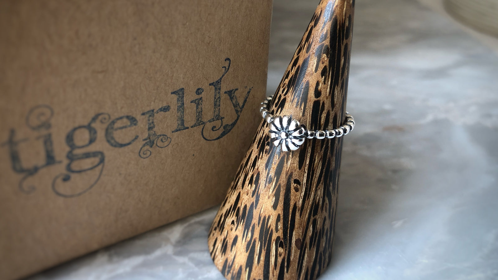 Bobble Sterling Silver Flower Ring Tiger Lily London