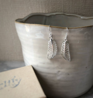 Sterling Silver Feather Earrings Tiger Lily London