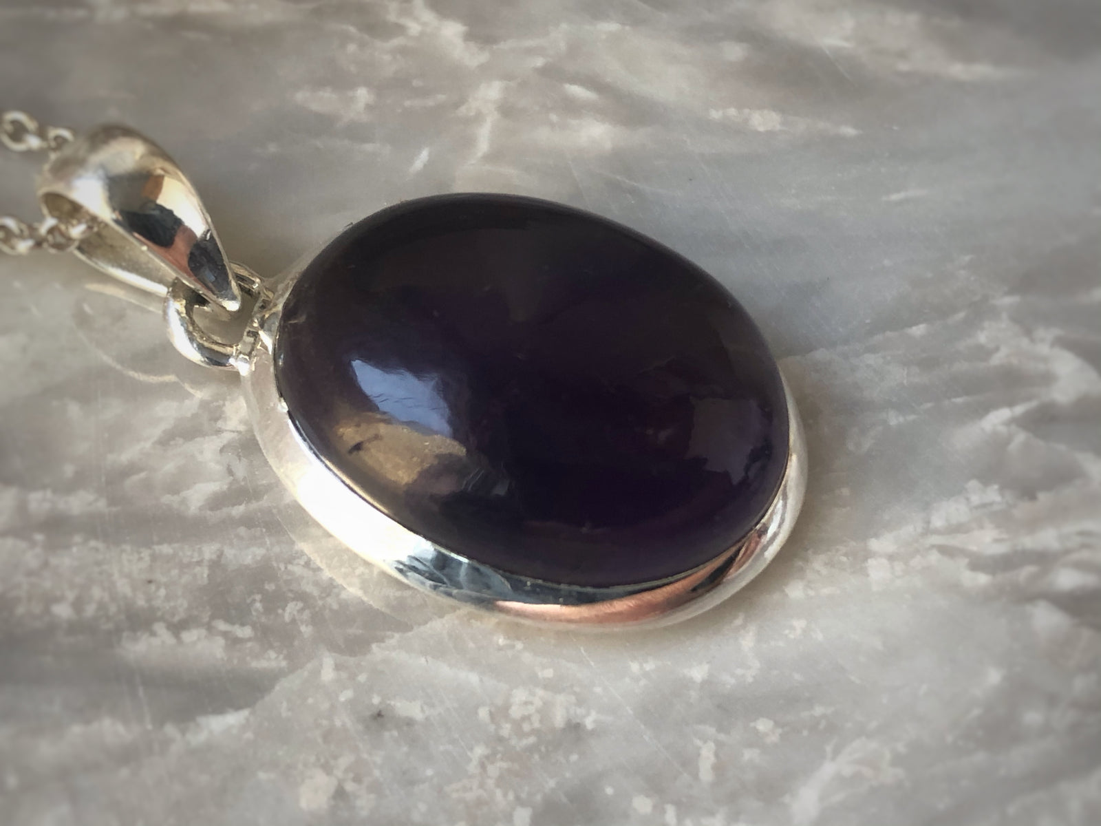 Small Amethyst Sterling Silver Pendant Necklace