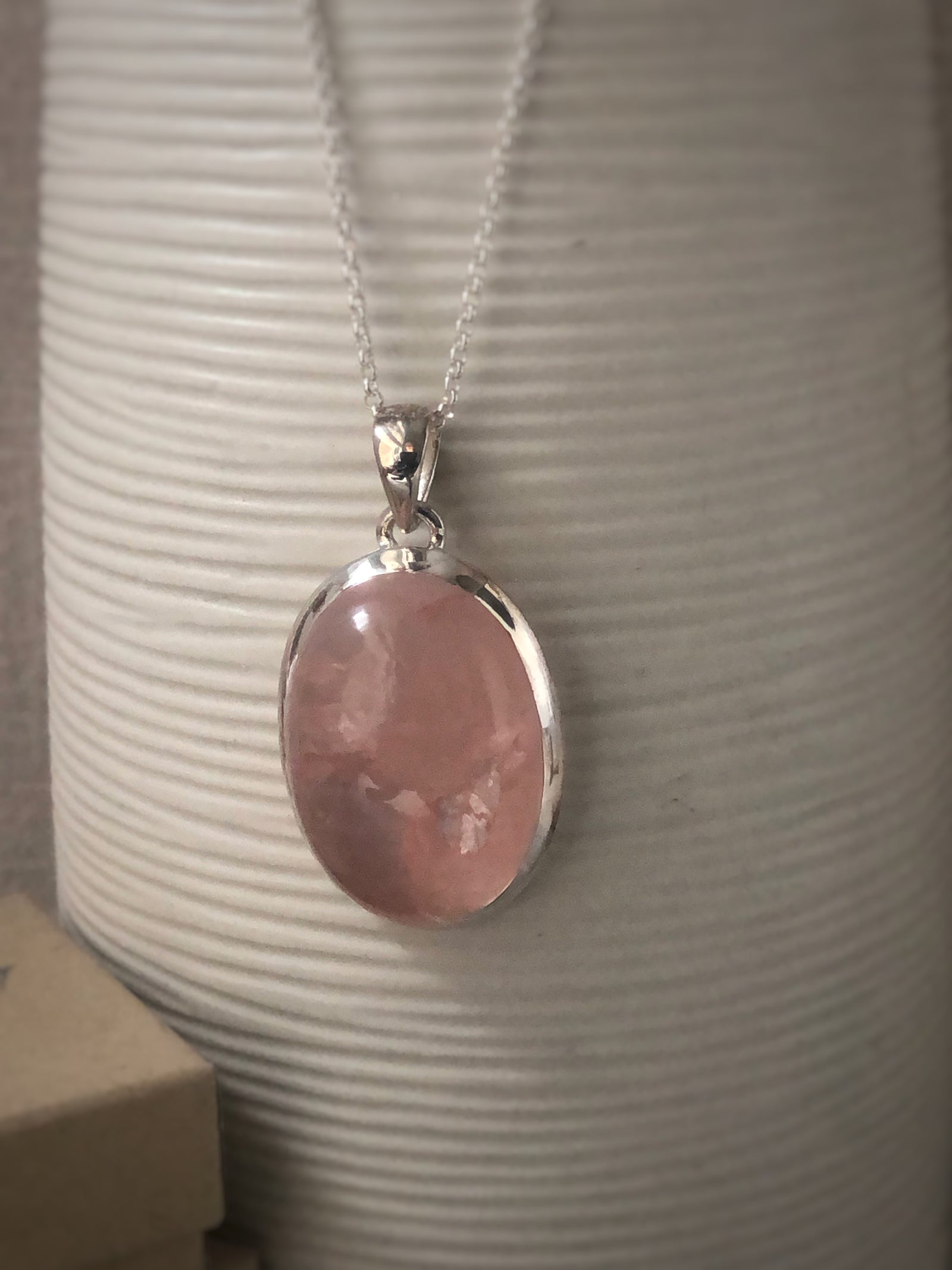 Large Rose Sterling Silver Quartz Pendant Necklace Tiger Lily London