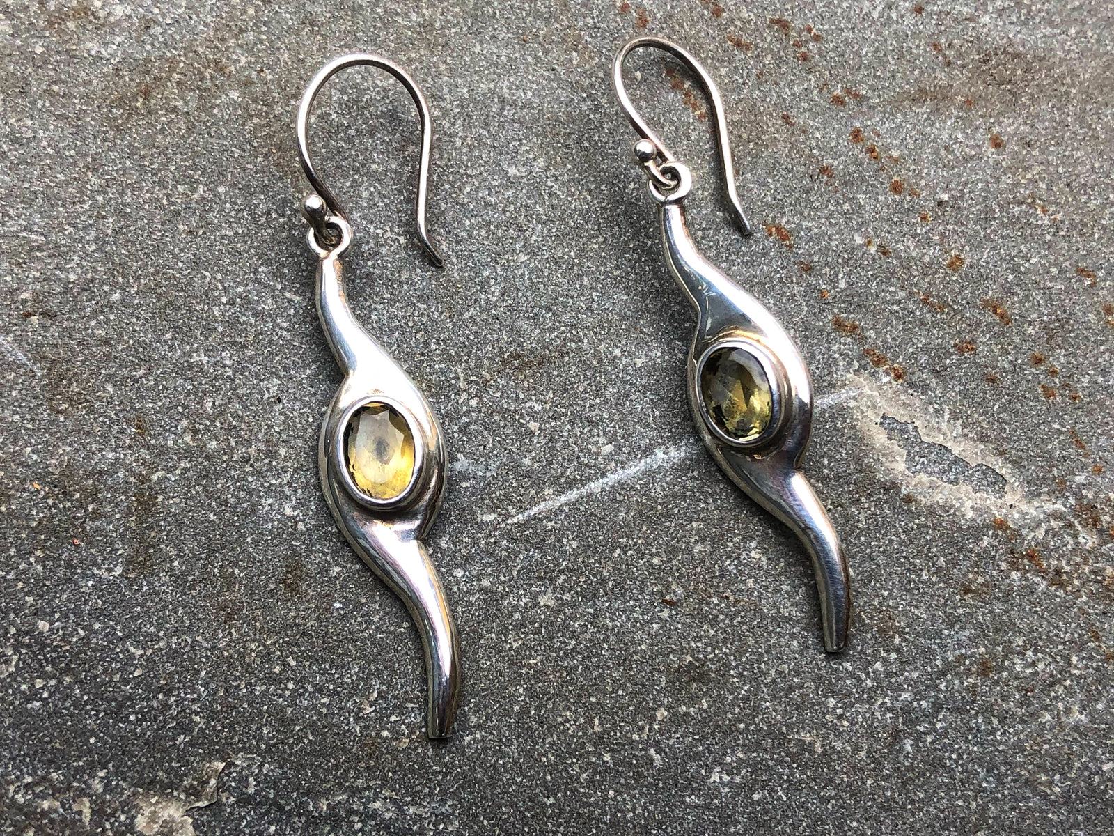 Citrine and Silver Teardrop Earrings