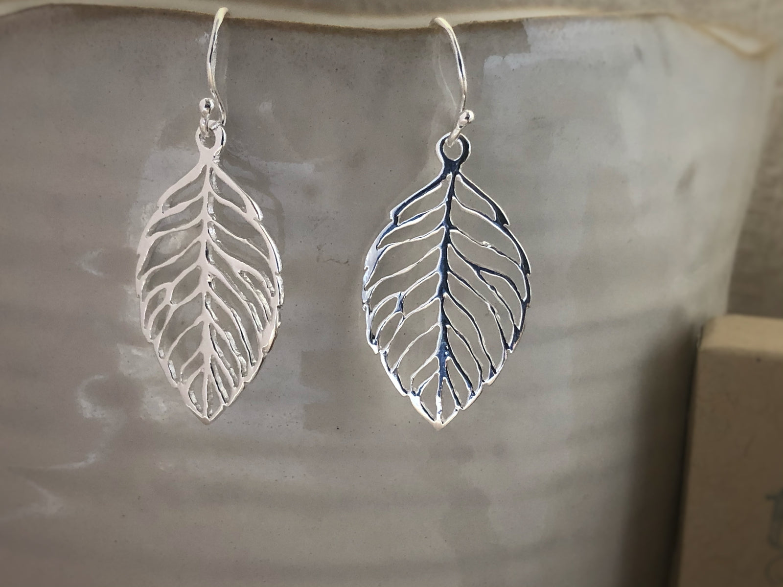 Sterling Silver Leaf Cut-Out Earrings Tiger Lily London