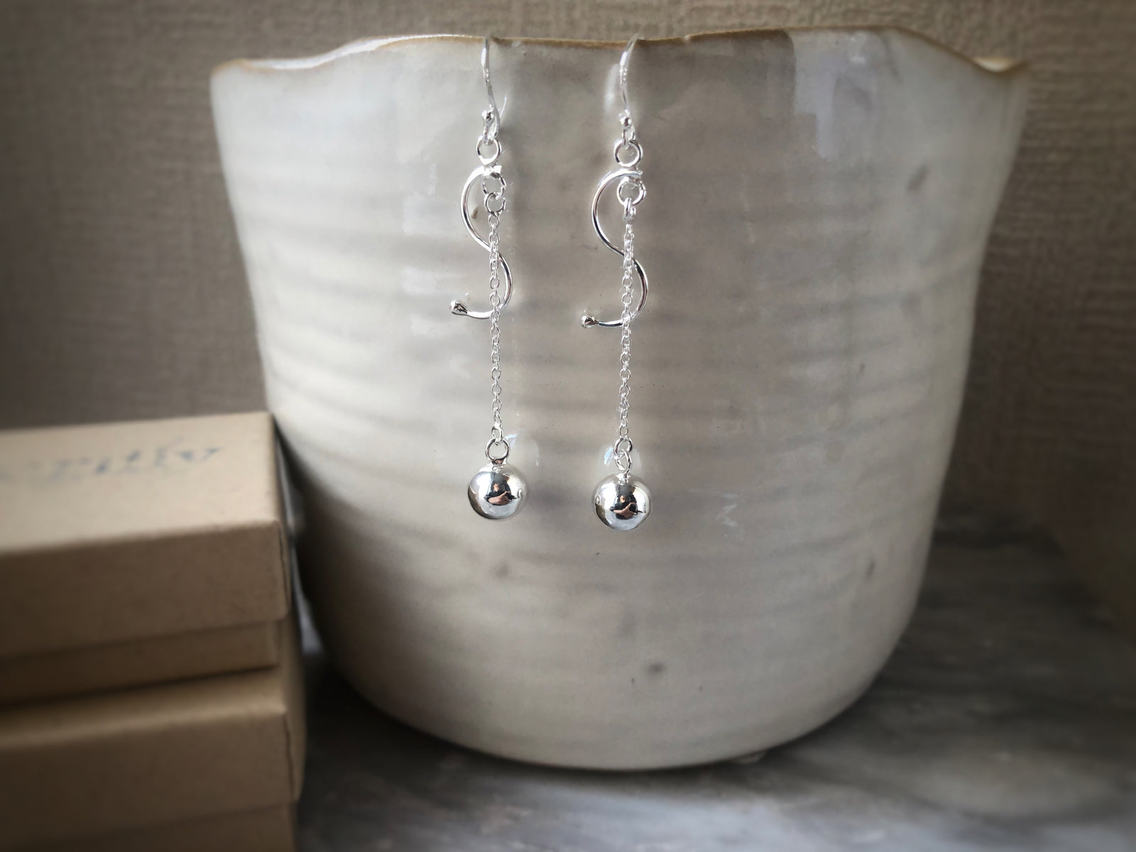 Sterling Silver Dangling Ball Earrings