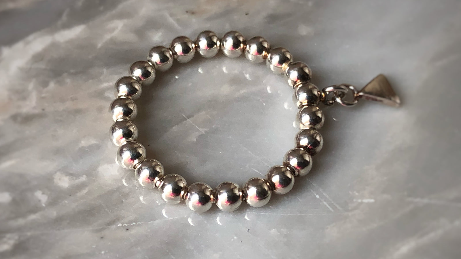 Sterling Silver Bobble Ring with Pyramid Charm Tiger Lily London