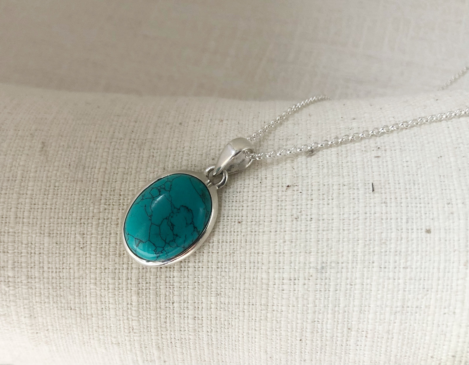 Turquoise Sterling Silver Pendant Medium Tiger Lily London