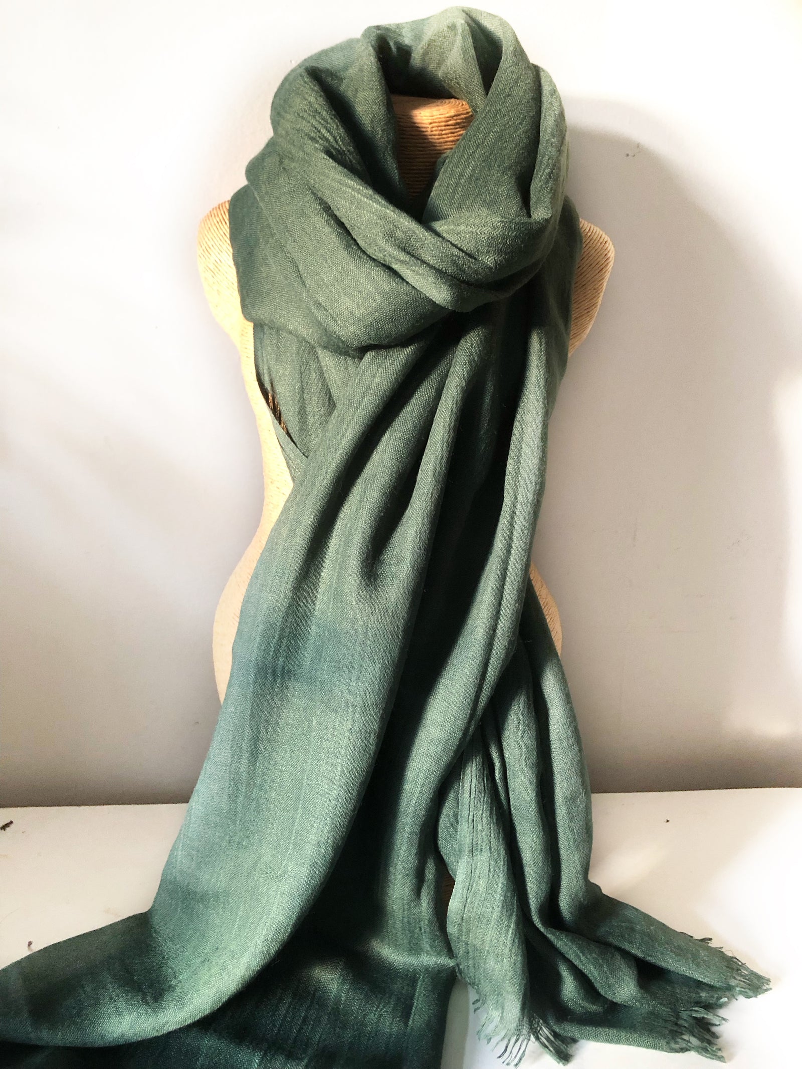 Sage Wool Cotton Scarf