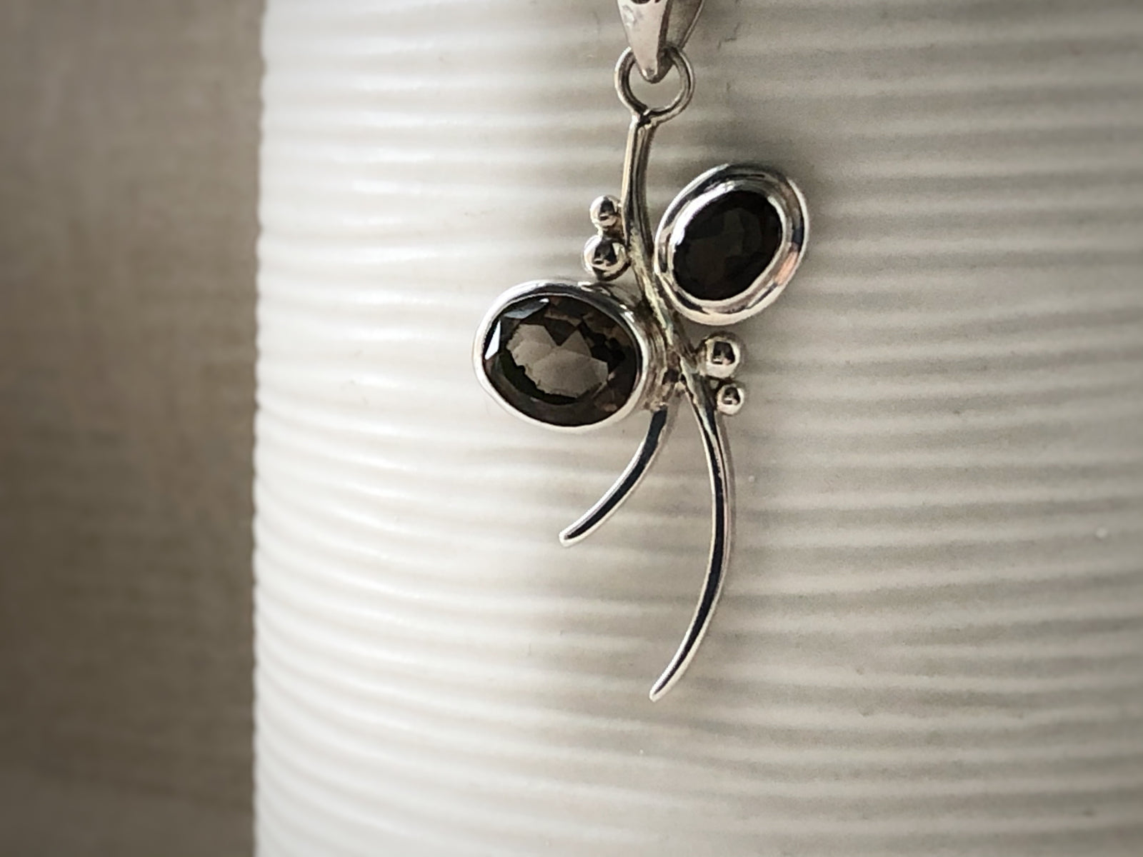 Smoky Quartz Sterling Silver Branch Pendant Necklace Tiger Lily London