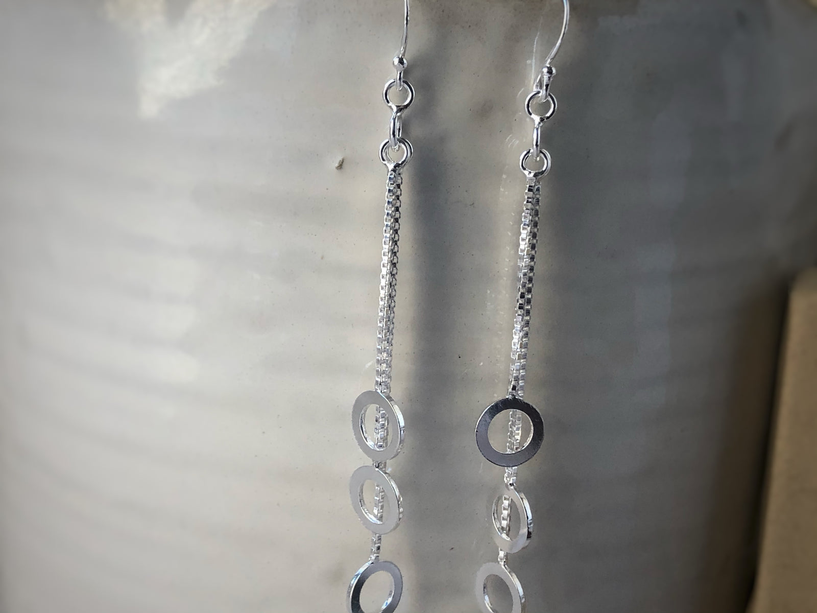 Sterling Silver Chained Hoop Earrings Tiger Lily London