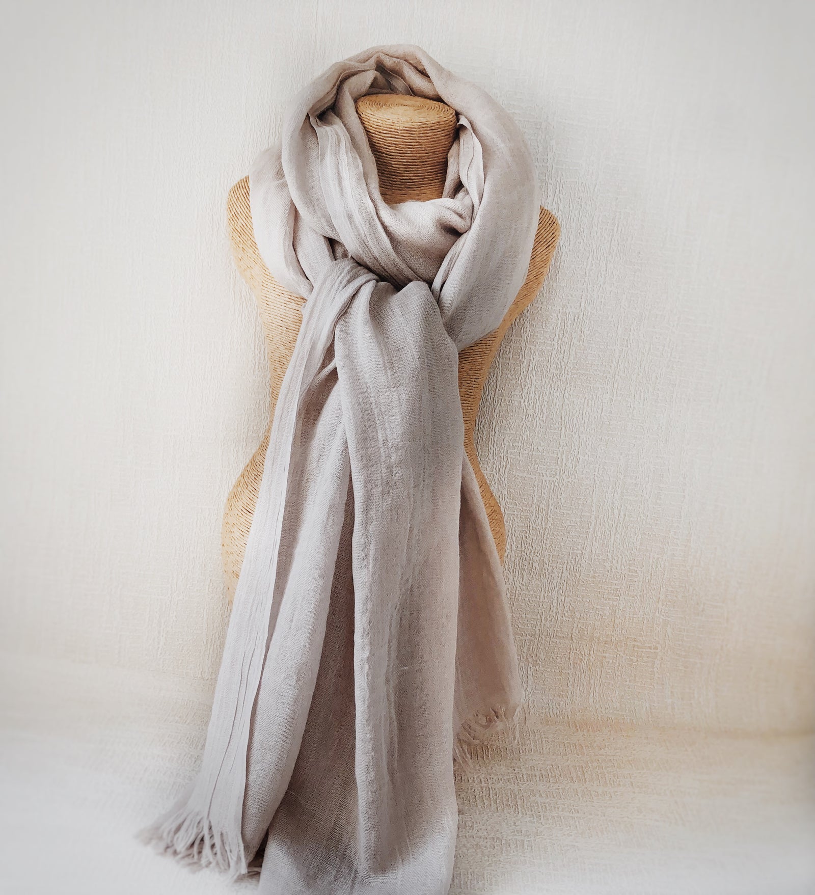 Grain White Wool Cotton Scarf
