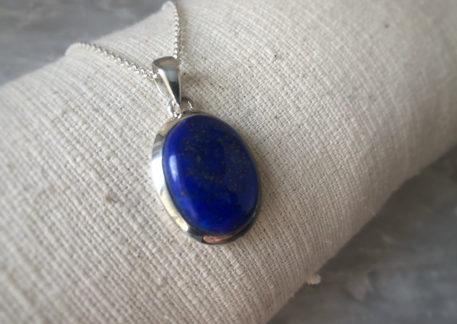 Large Blue Lapis Sterling Silver Pendant Necklace Tiger Lily London