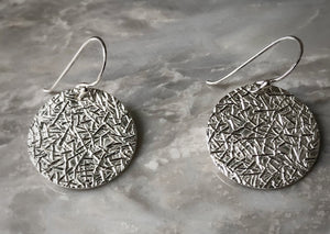 Sterling Silver Etched Disc Earrings Tiger Lily London