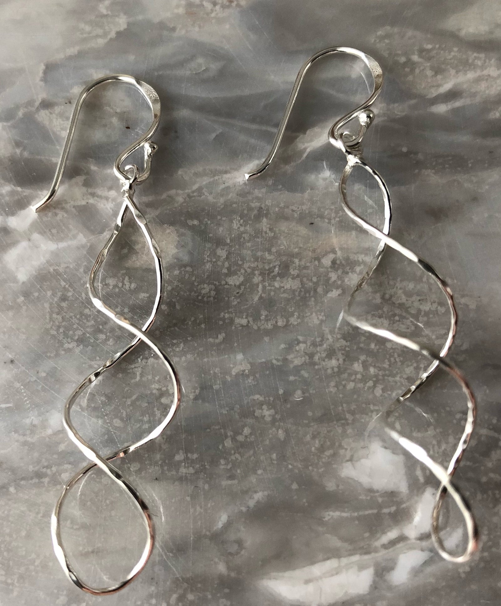 Sterling Silver Long Twist Earrings Tiger Lily London