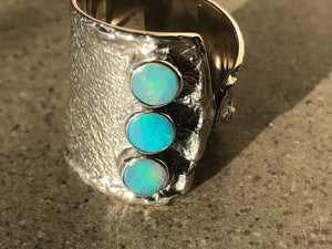 Triple Opal Sterling Silver Ring