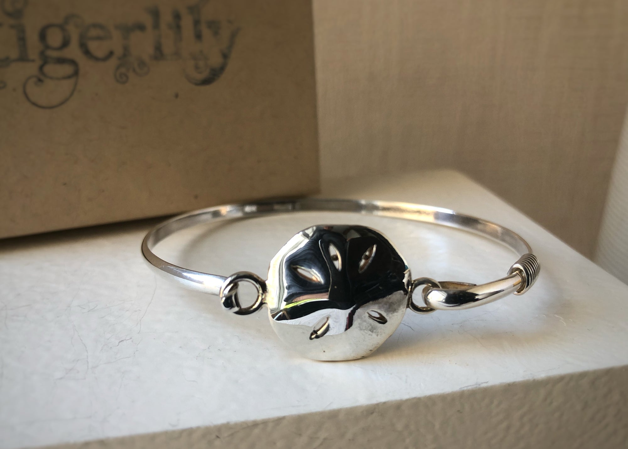 Sterling Silver Flower Bangle Tiger Lily London
