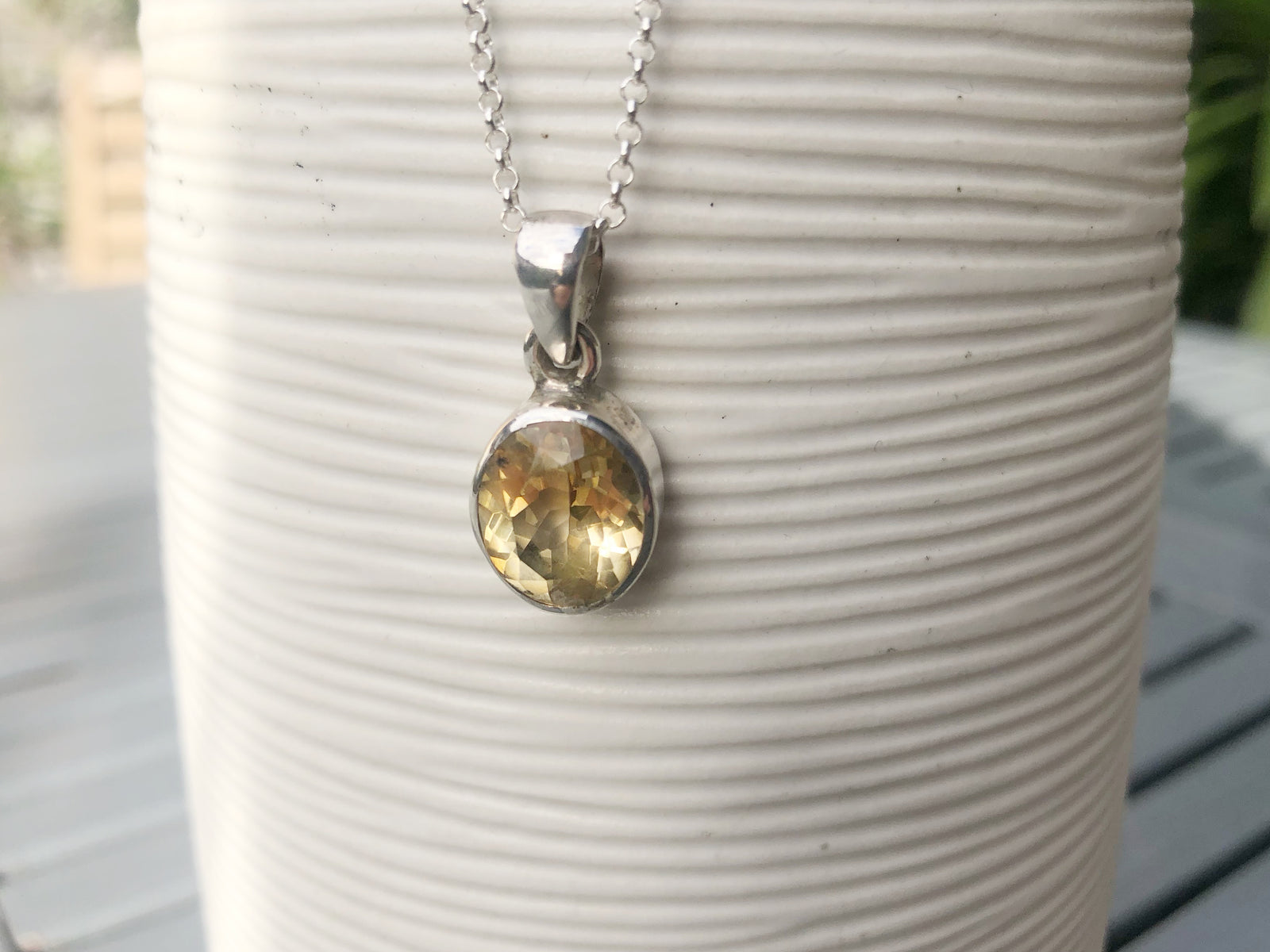 Citrine and Silver Chunky Pendant Necklace