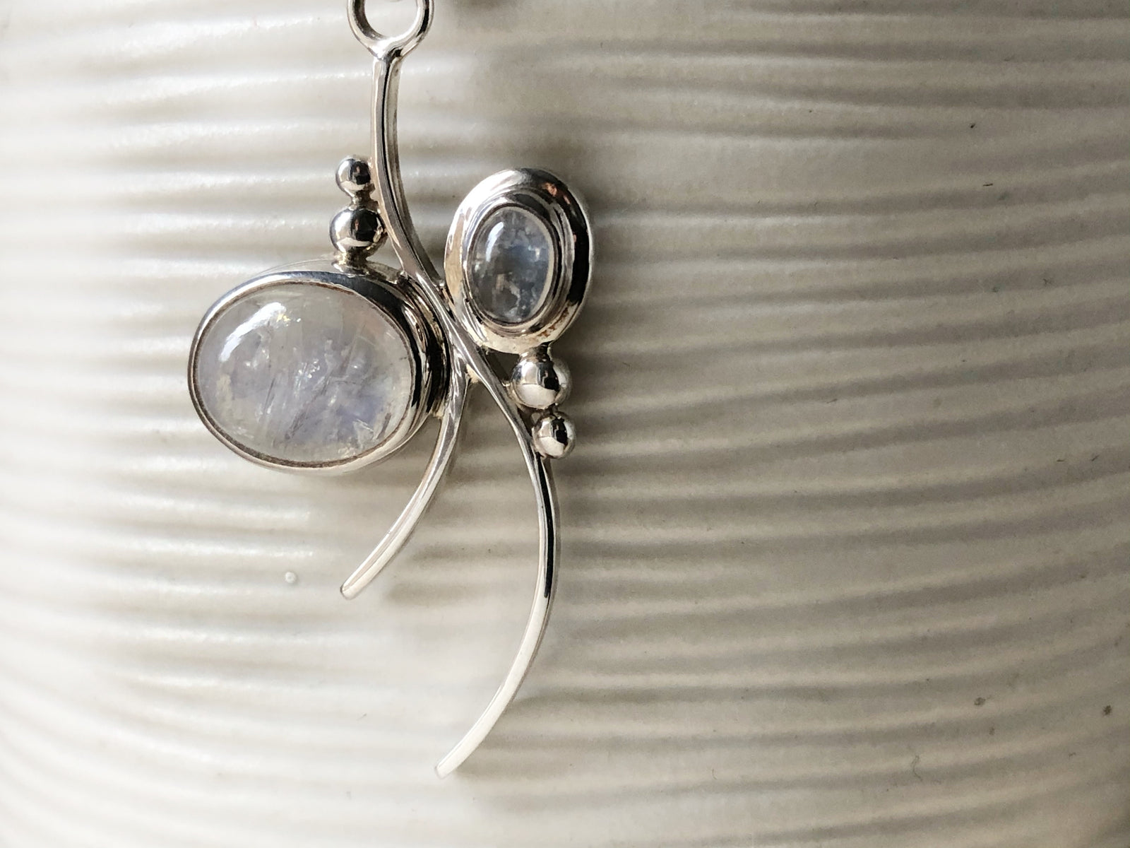 Moonstone Sterling Silver Branch Pendant Necklace Tiger Lily London