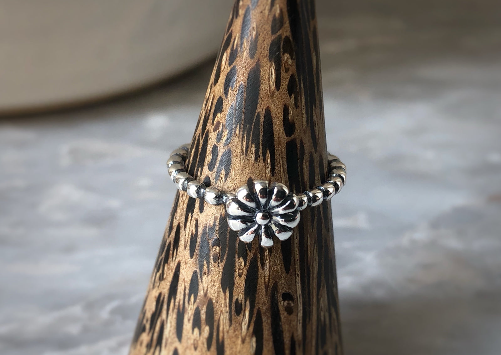 Bobble Sterling Silver Flower Ring Tiger Lily London