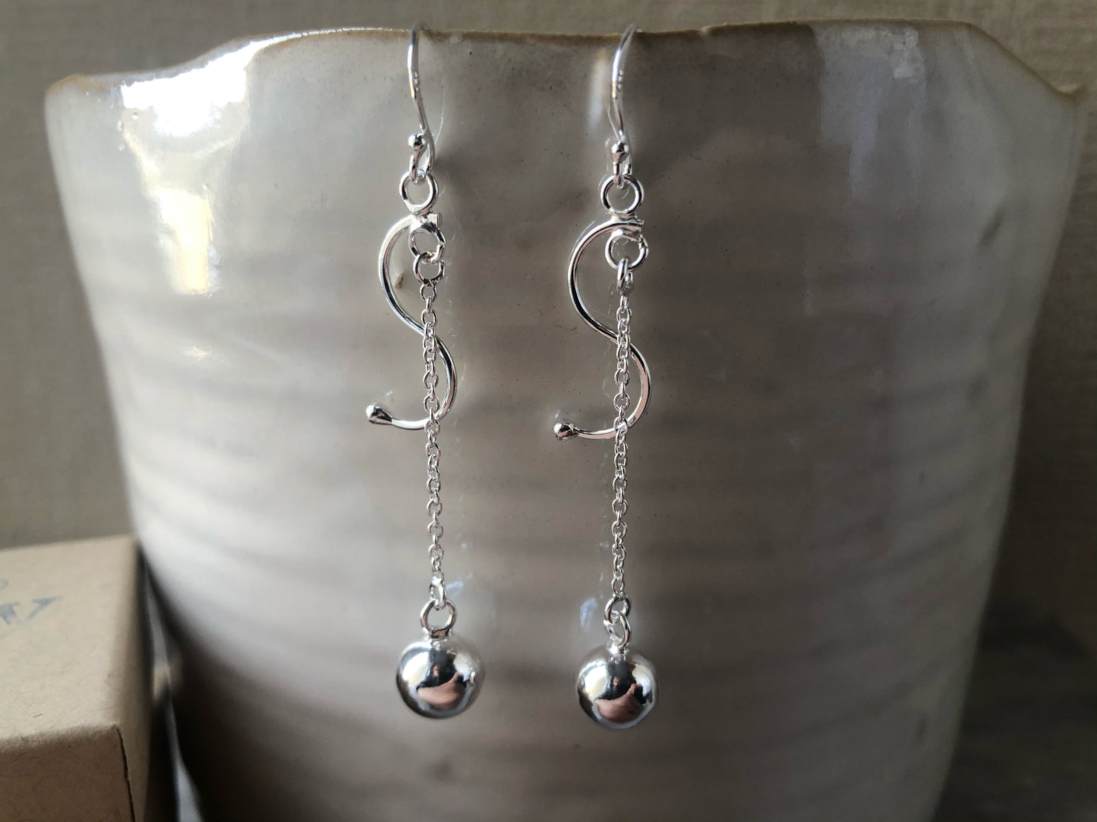 Sterling Silver Dangling Ball Earrings