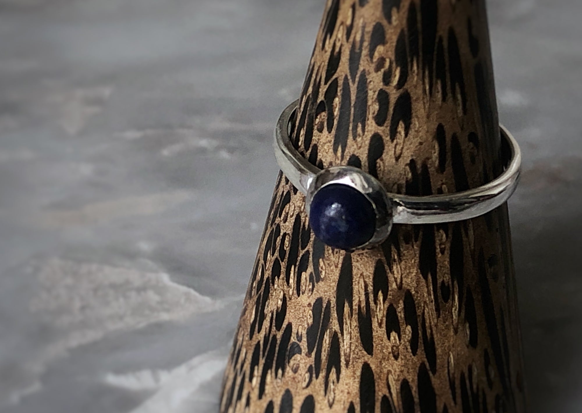 Small Blue Lapis Sterling Silver Ring Tiger Lily London
