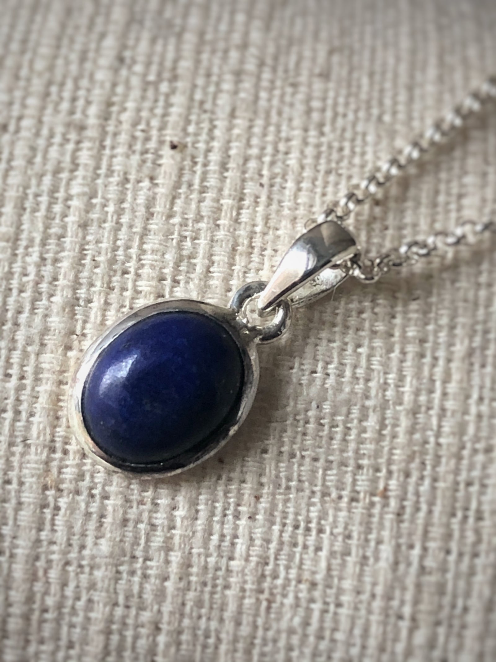 Medium Blue Lapis Sterling Silver Pendant Necklace Tiger Lily London