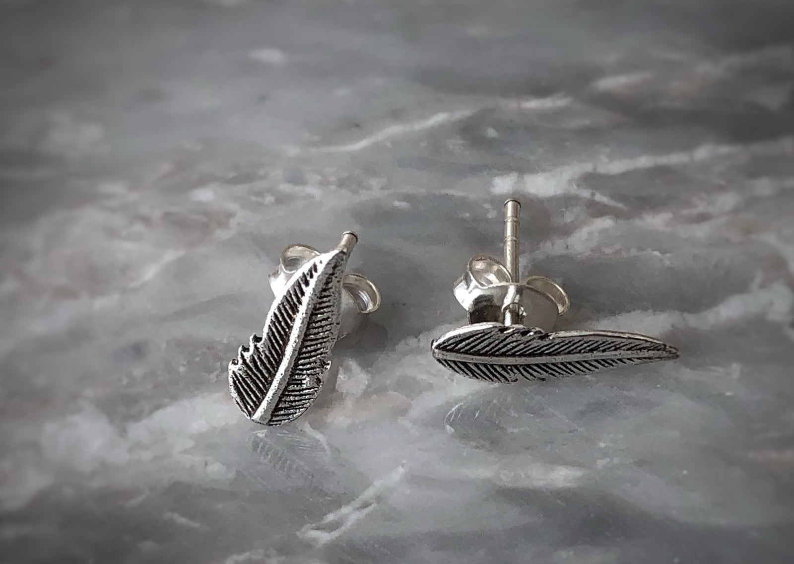 Sterling Silver Feather Stud Earrings Tiger Lily London
