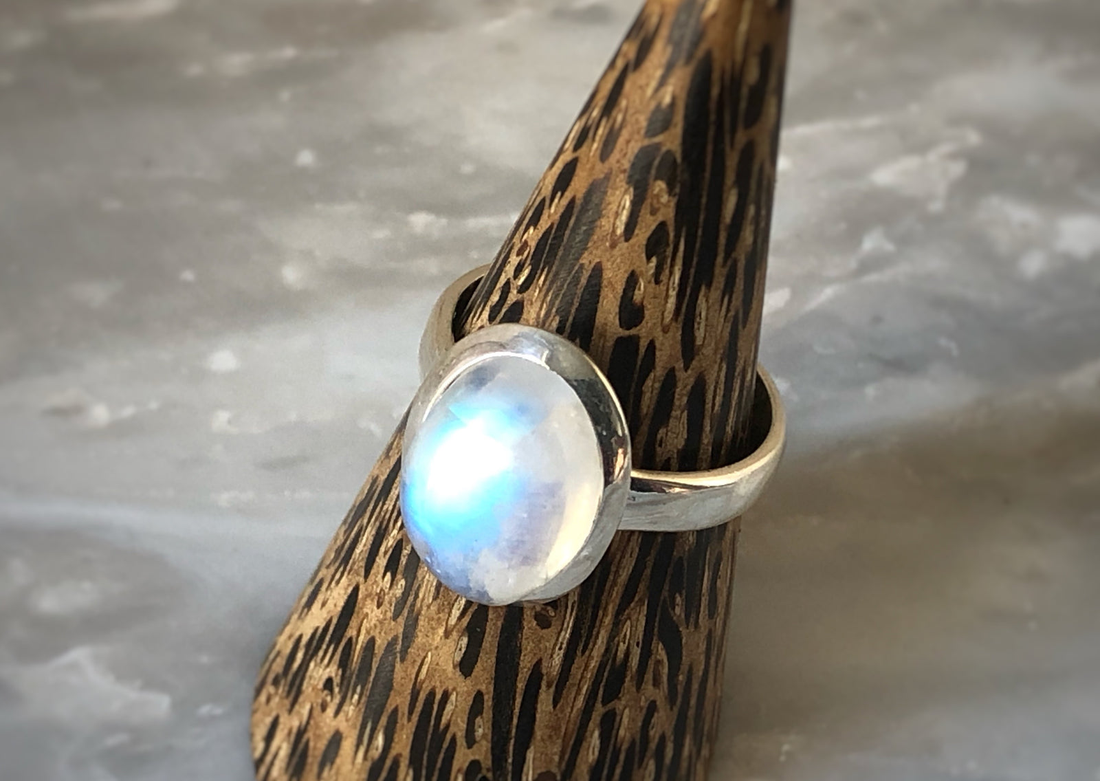 Oval Moonstone Sterling Silver Ring
