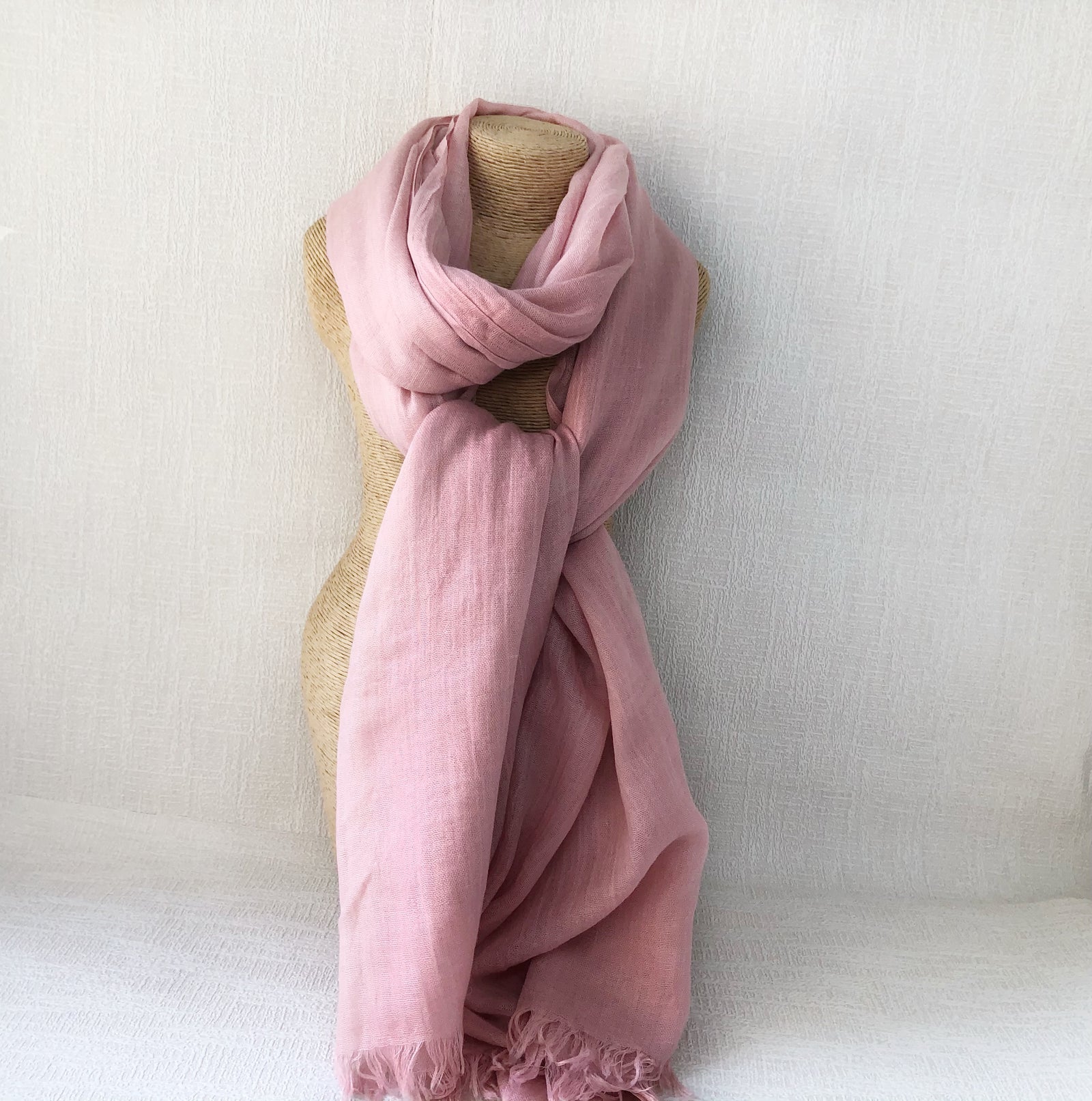 Dusky Pink Wool Cotton Scarf