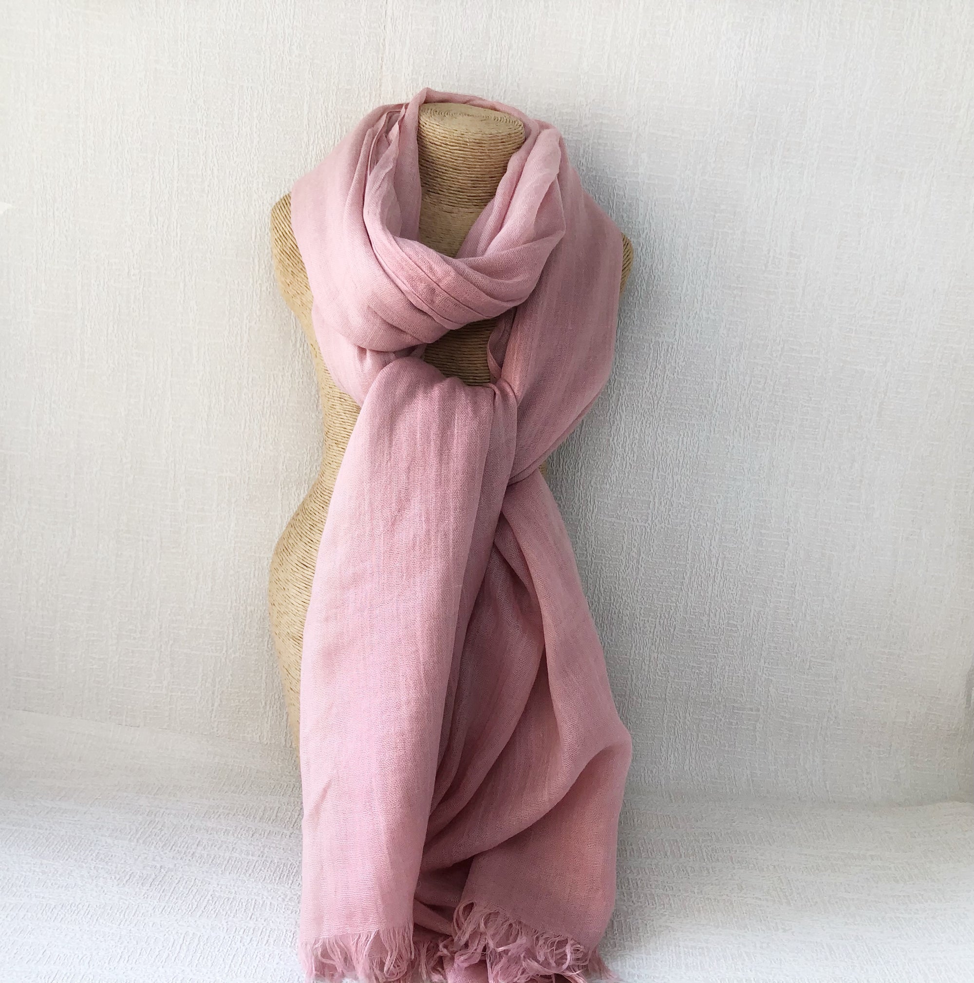 Dusky Pink Wool Cotton Scarf