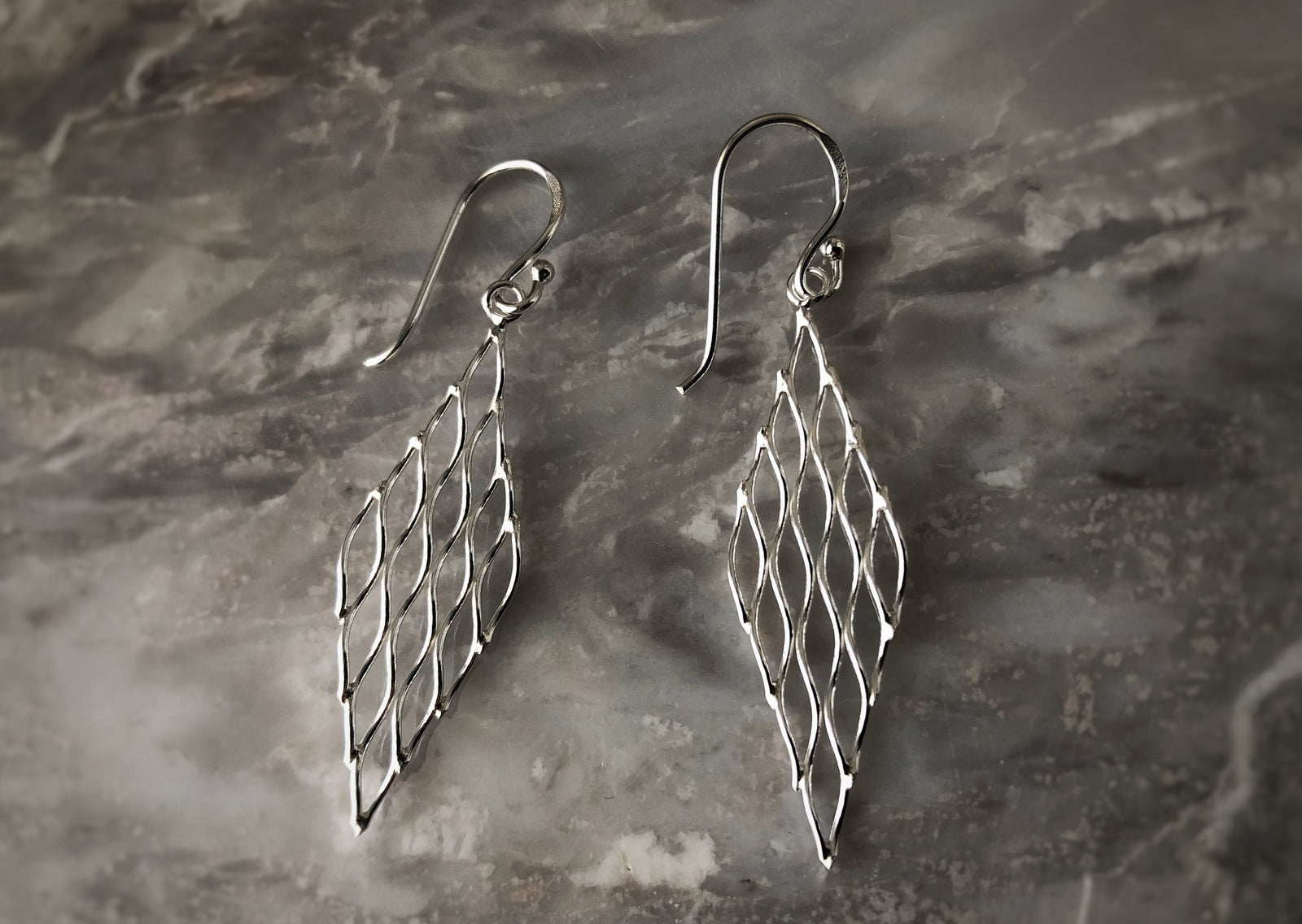 Sterling Silver Rhombus Mesh Earrings Tiger Lily London