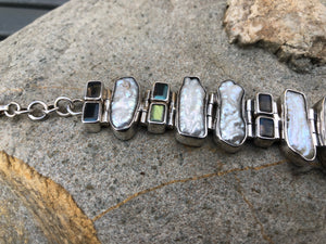 Labradorite and Pearl Silver Bracelet