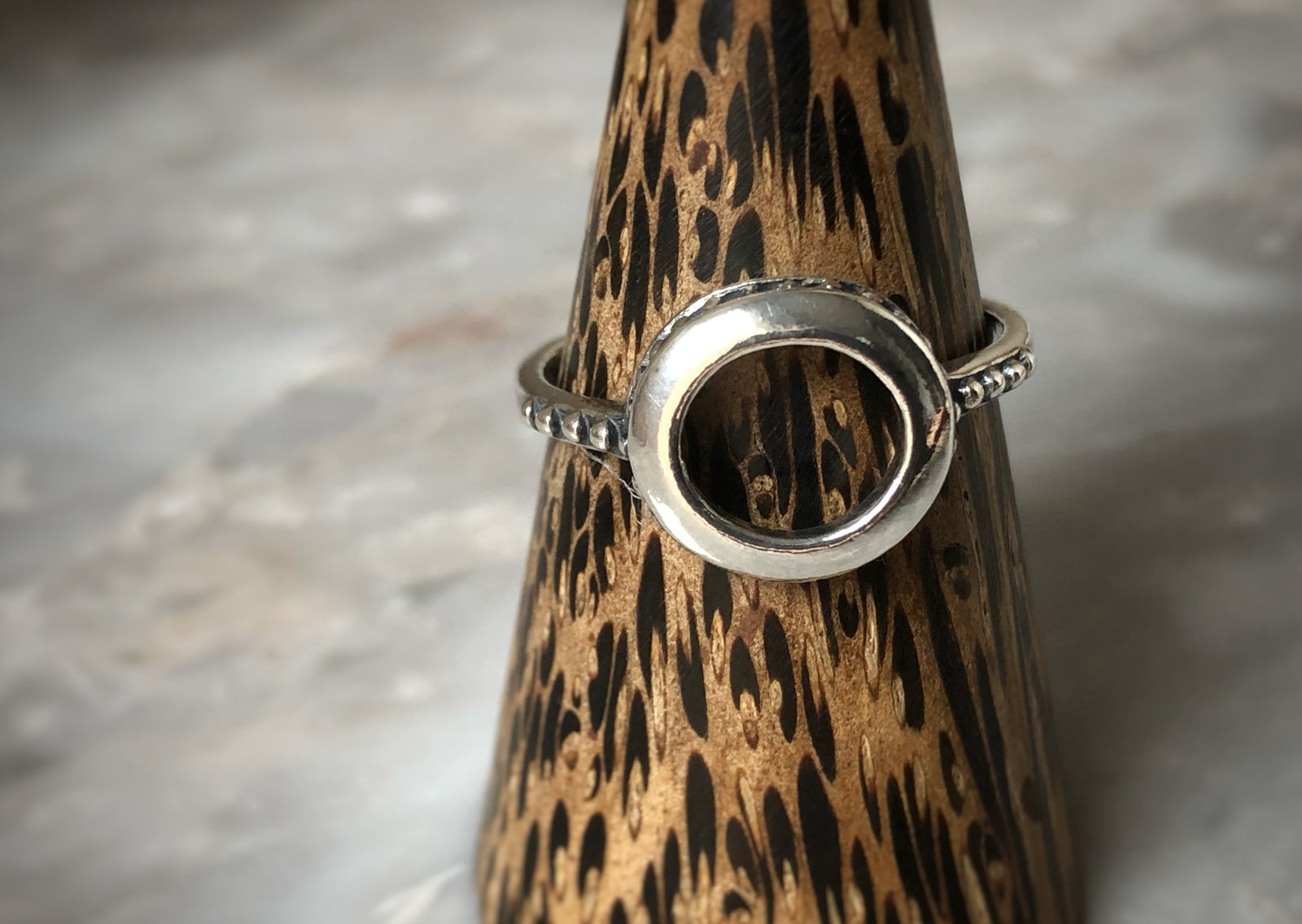 Hammered Sterling Silver Circle ring Tiger Lily London