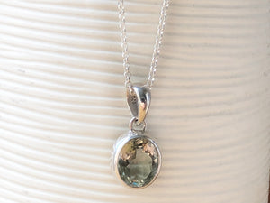 Green Amethyst Small Silver Pendant Necklace