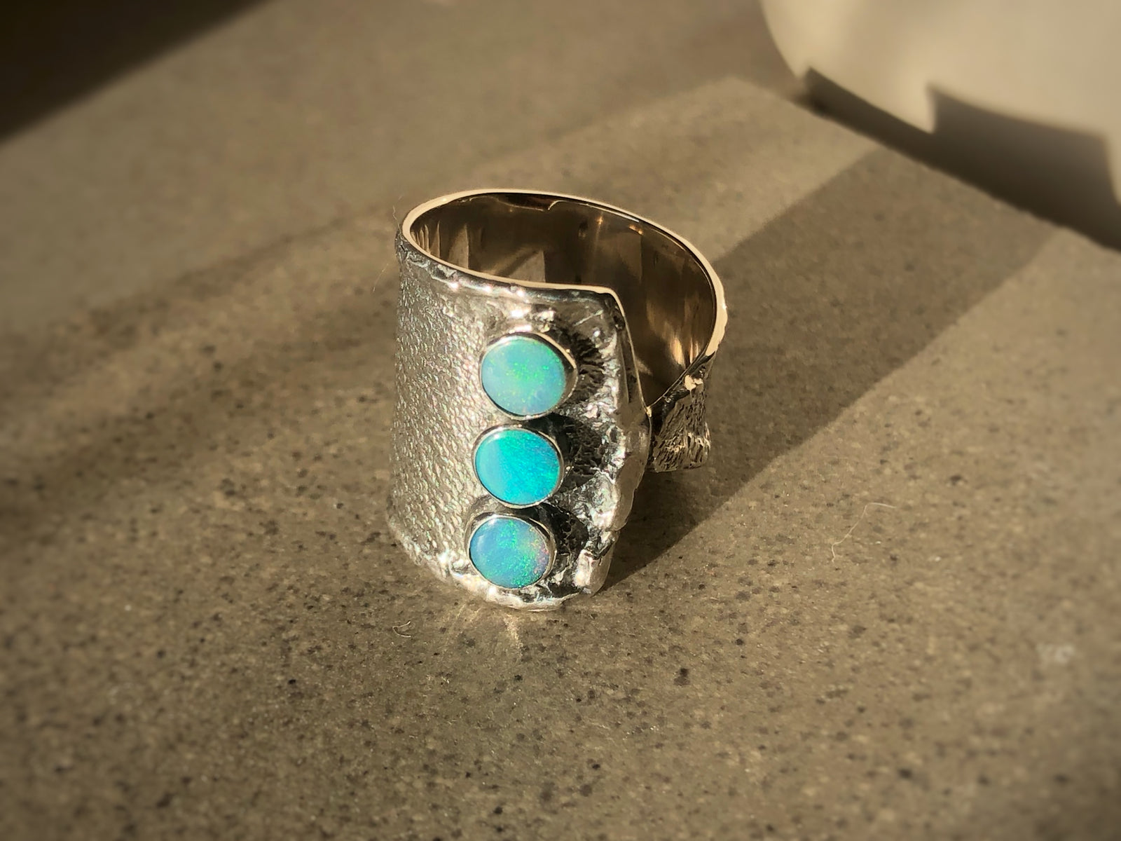 Triple Opal Sterling Silver Ring