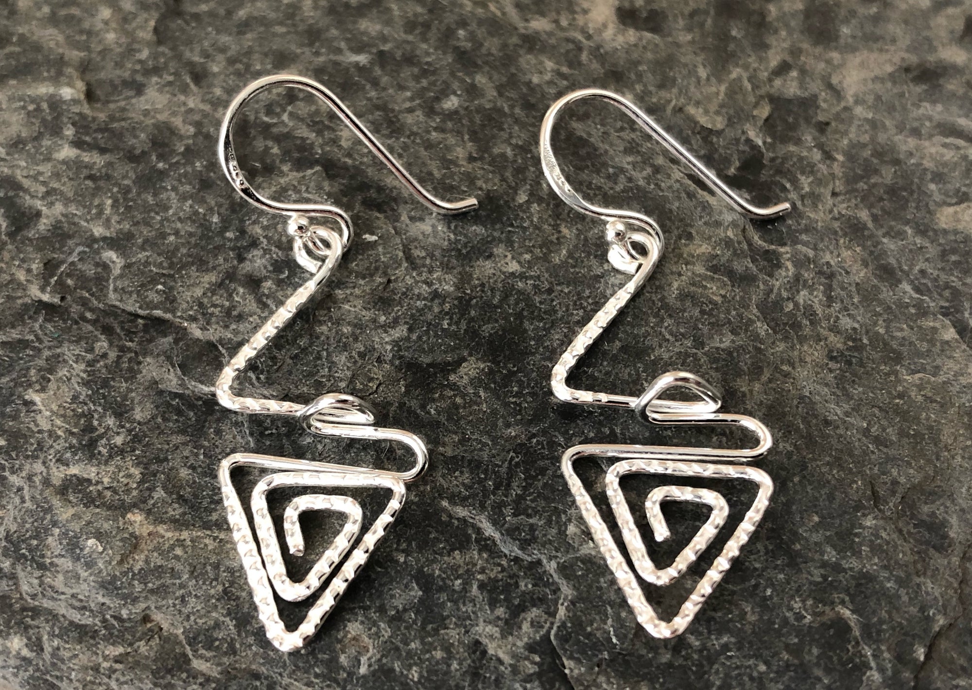 Sterling Silver Aztec Triangle Earrings Tiger Lily London