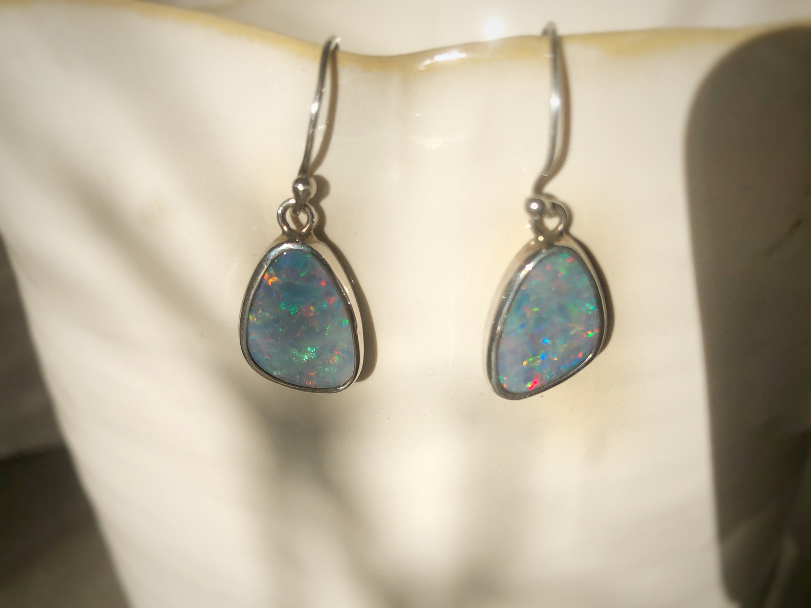 Opal Sterling Silver Drop Earrings