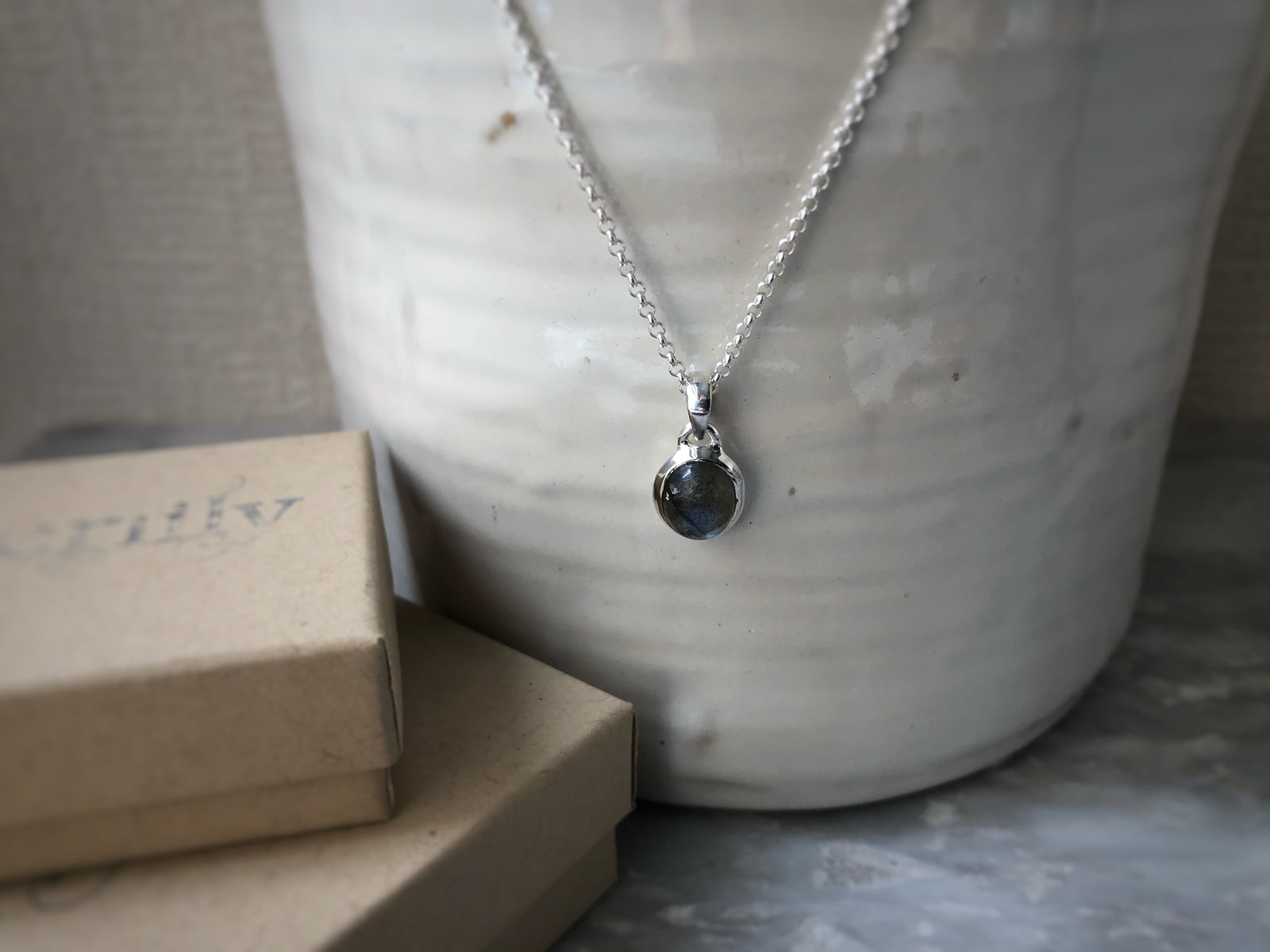 Labradorite Sterling Silver Pendant Necklace Tiger Lily London