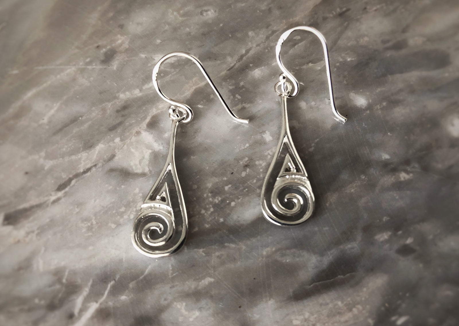 Sterling Silver Ammonite Spiral Earrings Tiger Lily London