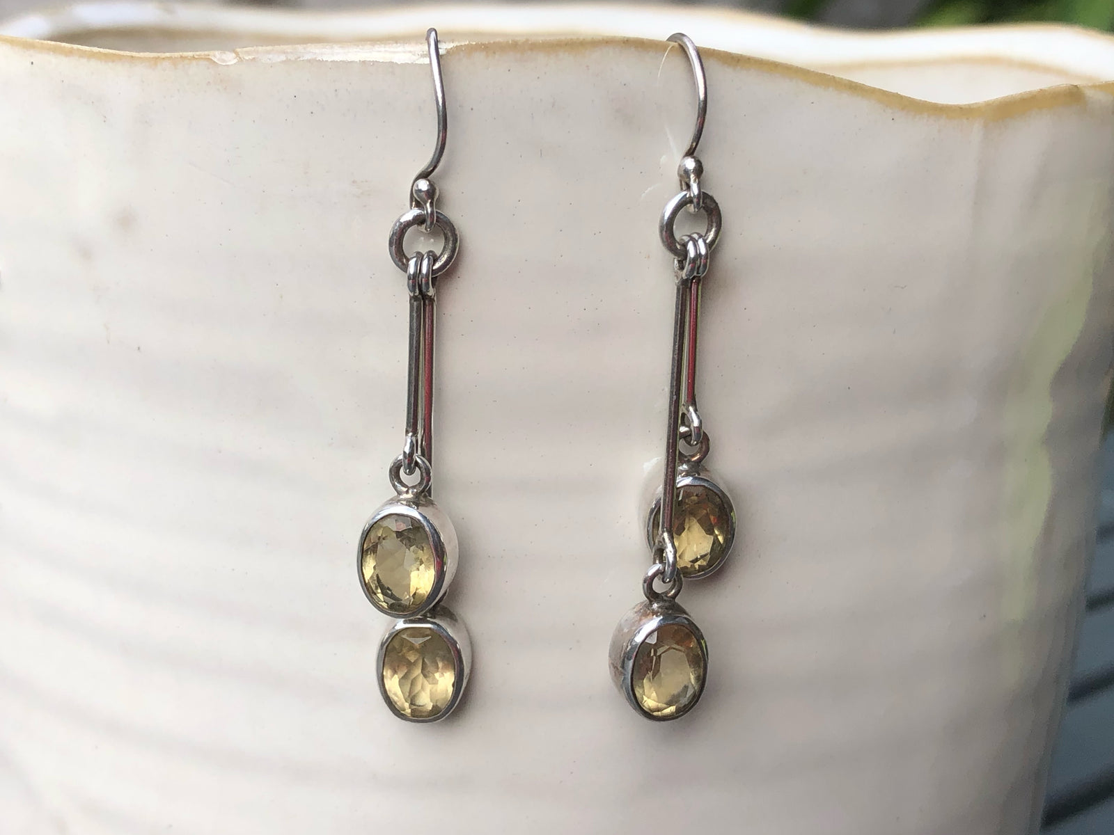 Citrine and Silver Double Drop Earrings