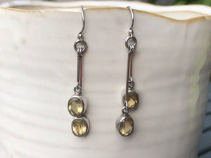 Citrine and Silver Double Drop Earrings